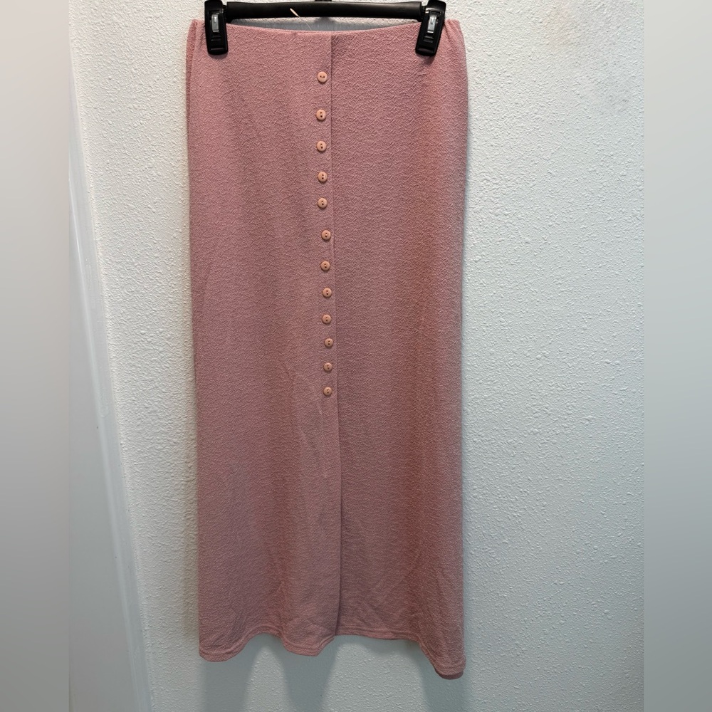 A.C.W Design Pink Maxi Button Down Skirt Sz (M)